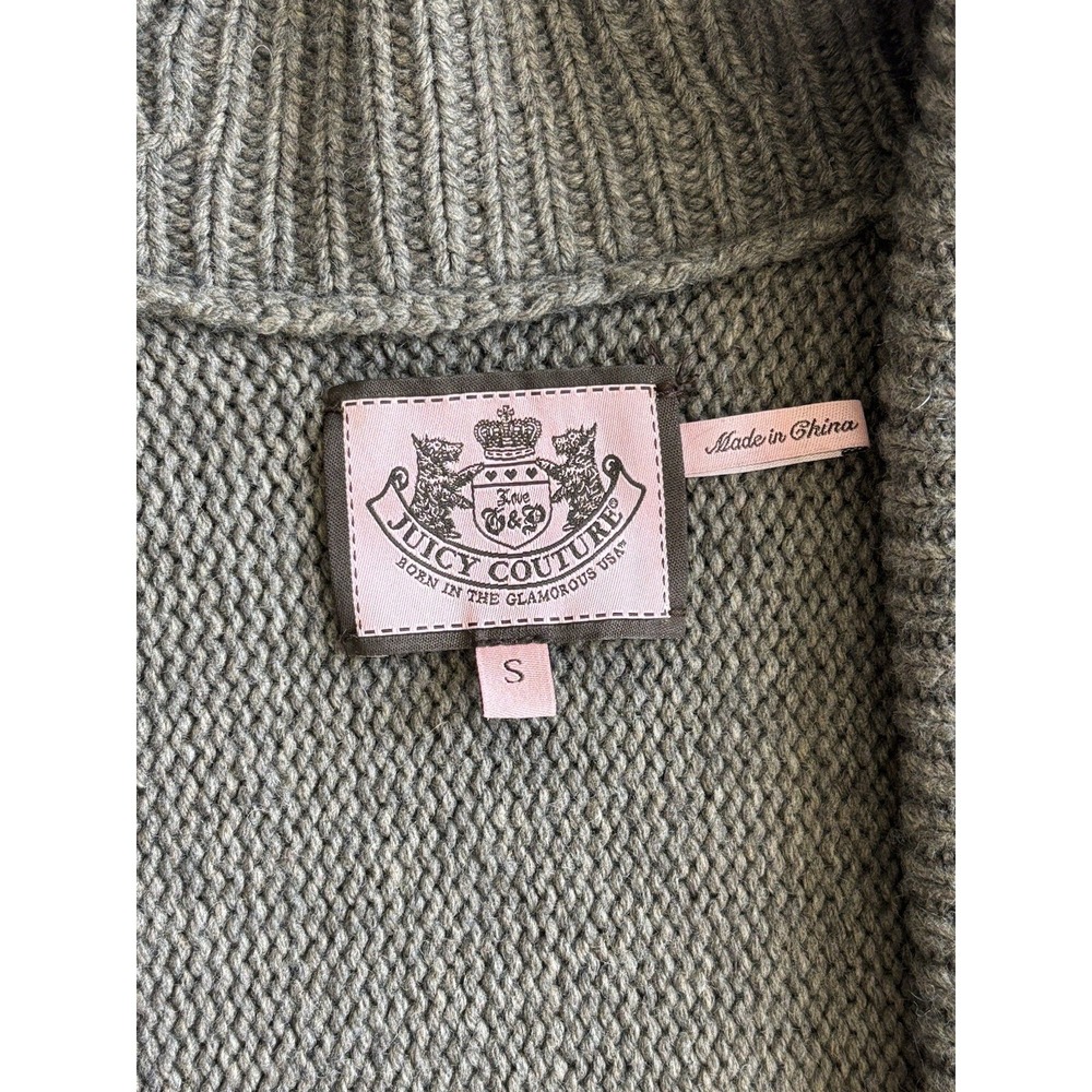 Vtg JUICY COUTURE Open Cardigan Dolman Sleeve Wool Cashmere Y2k - Size S Brown - Picture 3 of 6